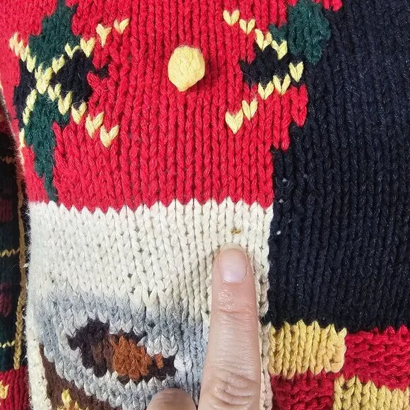 Vtg 1990 Eagles Eye Tartan Plaid Sweater Sz M Hound Dog Pipe Ugly Christmas - Picture 5 of 12